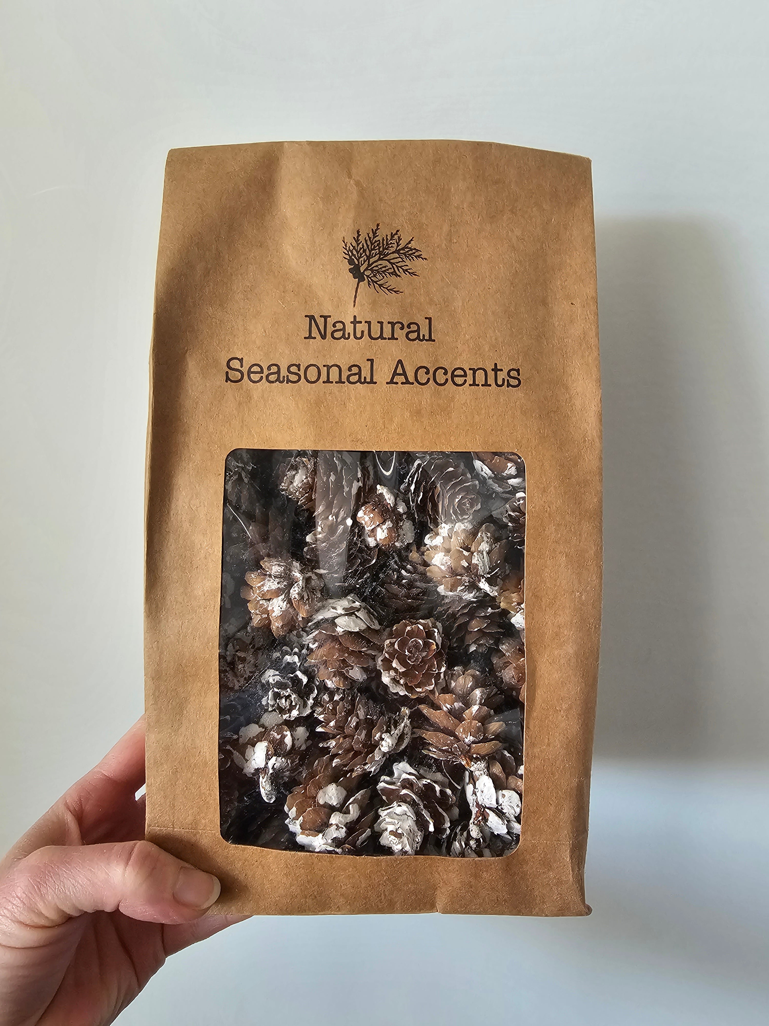 Dried natural pinecones in bag