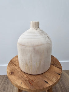 Large natural wood vase