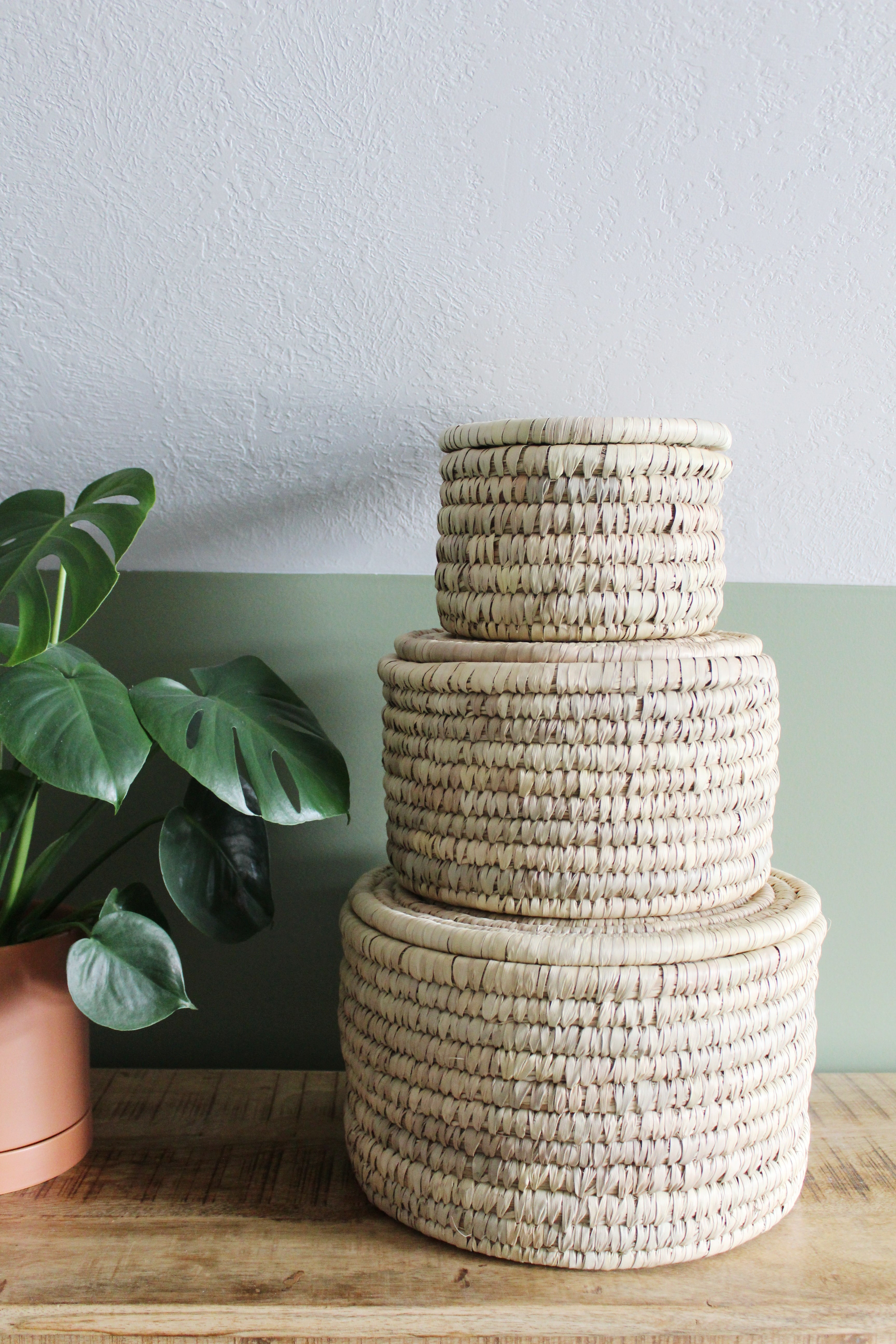Hand Woven Baskets with Lids