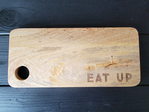 Eat Up mango wood cutting board