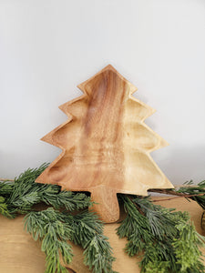 Wood Christmas tree bowl