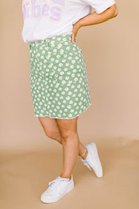 Daisy green denim skirt