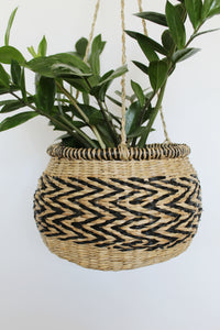 Black + natural hanging basket