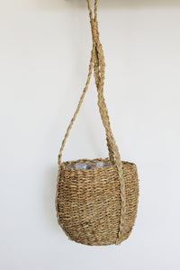 Hand woven hanging basket