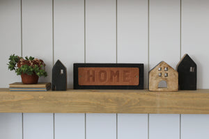 Leather + Wood Home Sign